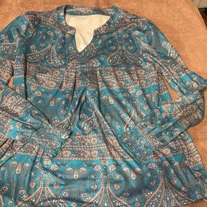 Paisley Long Sleeve Top - Teal